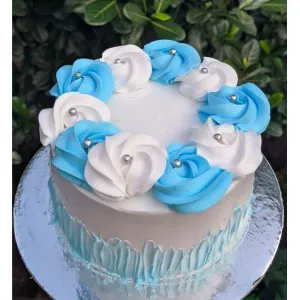 Blue French Rosette cake 