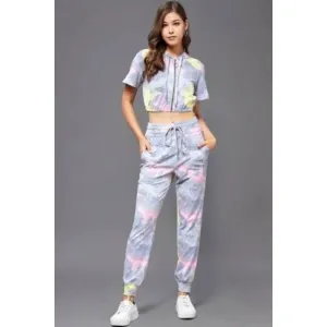 Hooded crop sweatshirt & jogger tracksuit 