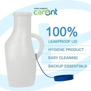Carent Portable and Safe Medical Grade Plastic Urine pot with cap for Male - 1000 ml - Set of 2

