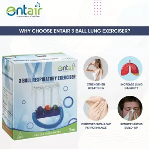 Entair Respiratory 3 Balls Lung Exerciser Machine Spirometer Respiratory Exerciser Machine for Men & Women Respiratory Exerciser