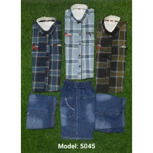 Kids Laffar Fabric Shirt Baba Suit 5045