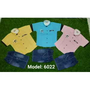 Kids Laffar Fabric Shirt Baba Suit 6022