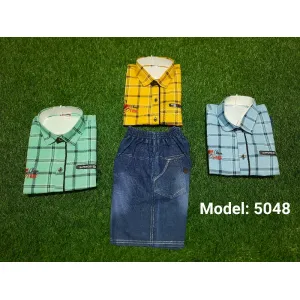 Kids Laffar Fabric Shirt Baba Suit 5048