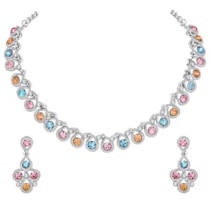 Atasi International Silver Plated Alloy Necklace Set with Earrings For Women

