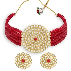 Sukkhi Adorable Gold Plated Pearl Choker Necklace Set for Women

