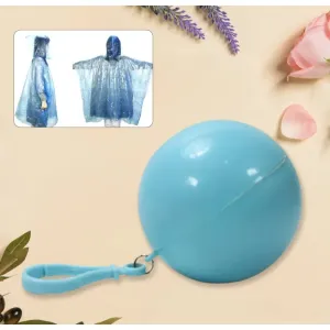 Disposable Raincoat For Kids With Hood And Attachable Round Case , Clear Plastic Raincoat