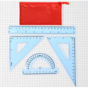 4- piece Transparent Geometry Instrument Set With Ruler 
