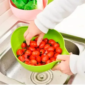Rice Bowl Thick Drain Basket With Handle 