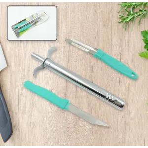 3 In- 1 Kitchen Combo: Lighter Stainless steel Knife & Peeler 