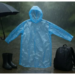 Ultra Lightweight Disposable Raincoat with Hood For Adults (1 pc)