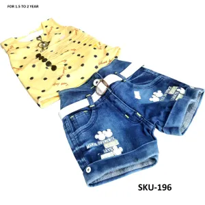 CuteStories  Girls Jeans Short-Top Set Yellow-Blue