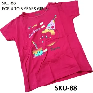CuteStories Girls Cotton Teeshirt for 4 to 5 year 