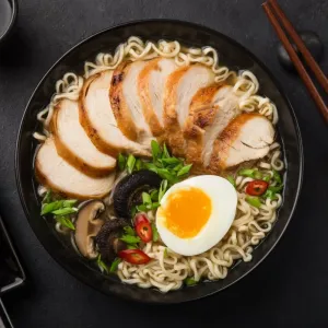 Chicken Egg Ramen (With Chopsticks).