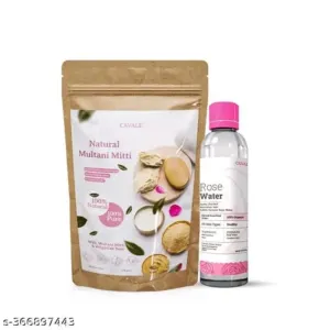 Multaani mitti powder 200gm+Rose water 120ml combo Face & Skin Glow &100% Natural (200 g)