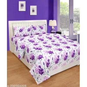 New Trending Glace-Cotton Bedsheet For Double Bed With 2 Pillow Covers 