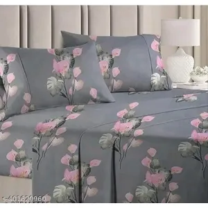 Glace-Cotton Bedsheet For Double Bed With 2 Pillow Covers 