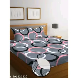 VERMA HANDICRAFT 240 TC Printed Super soft Glace Cotton one double Bedsheet with 2 Matchin