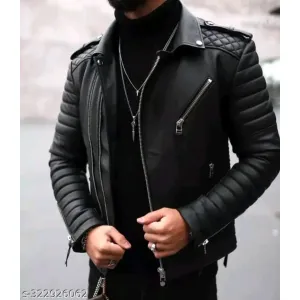 Little Cost Mens Leather Biker/Biker Jacket black
