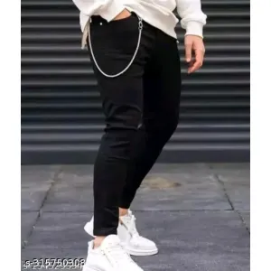 Men Polycotton Black Jeans