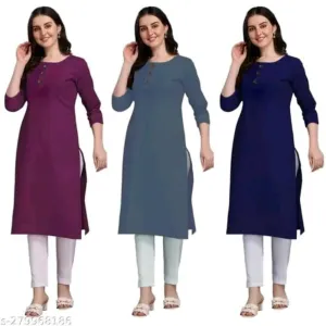 Women's American Crepe 3/4 Sleeve Kurta