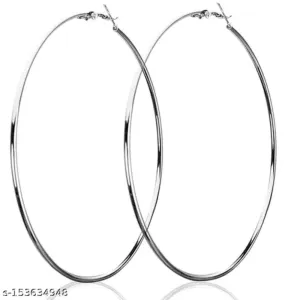 Jewellery Special Silver Plated Alloy Big Round Hoop Earrings for Women (Gold, 6 cm)