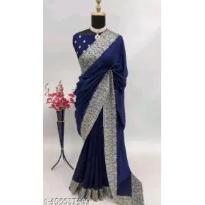 ZARI EMBORDARY WORK GEORGETT SAREE 
