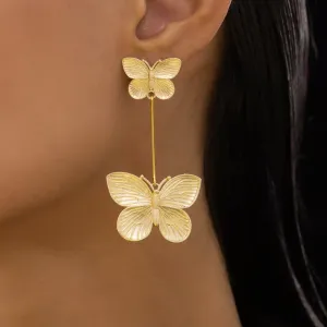 Anti-Tarnish Butterfly Post with Dangles – Elegant Women’s Earrings