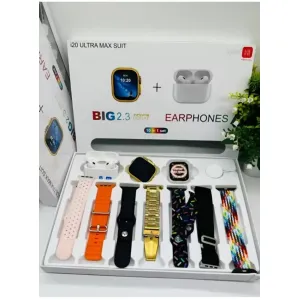 (10 in 1 Set) 120 ULTRA MAX + Airpods Pro/Transparent Screen Guard/ Seven Straps Smartwatc