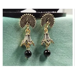 Fancy peacock 🦚 flower pearl black jhumka earrings 