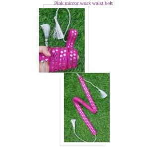 Pink mirror work wiast belt