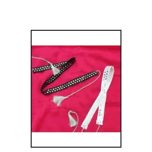 Set of 2 black and white mirror work wiast belt 