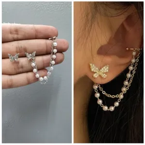 Fashionable Stud & Cuff Style Butterfly Earring