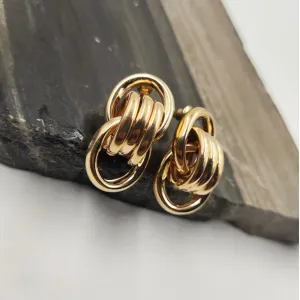 Solid Golden Link Design Modern Earring