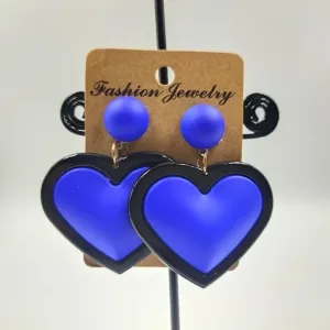 Heart Dangle Soft Finish & Black Earring