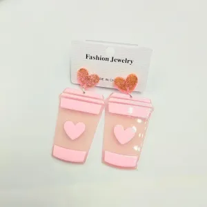 Baby Pink Coffee Cup Korean Earring