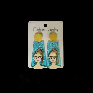 Glittering Blue Stud Lady Earring