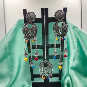 Fantastic Oxidise Tikka Earrings Set
