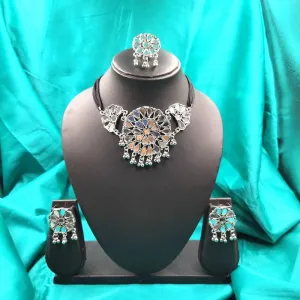 Crystal Clear Mirrors Circle Earring Necklace Set