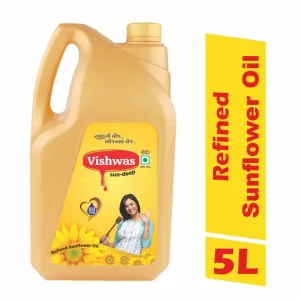 5994 Vishwas 100% Refined Sunflower Cooking Oil Jar & Pouch