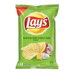 Lays Potato Chips - American Style Cream & Onion Flavour, Crunchy Snacks