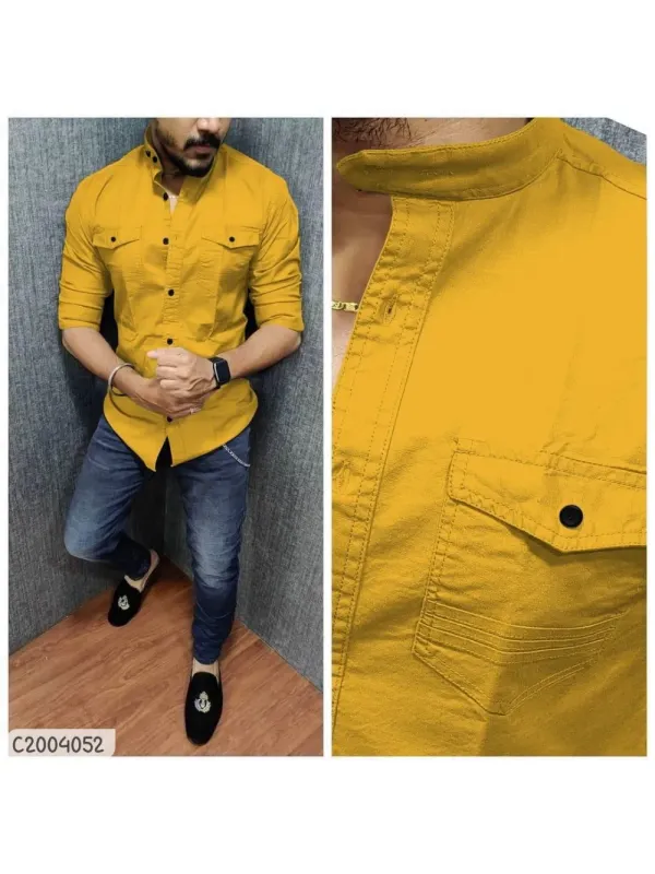 Cotton Solid Full Sleeves Regular Fit Mens Casual Shirt