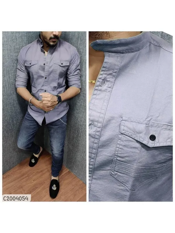 Cotton Solid Full Sleeves Regular Fit Mens Casual Shirt