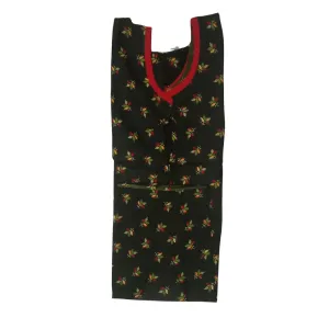 Women Or Girls Silk Dark Green Floral Print Half Sleeves Kurti Large