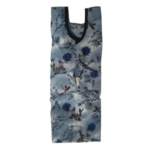 Women Or Girls Silk Blue Floral Print Half Sleeves Kurti Large

