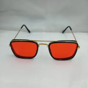 Metallic Frame UV Protected Red Lens Sunglass