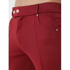 Regular Fit Men Maroon Trousers