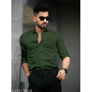 Men Solid Formal Dark Green Shirt