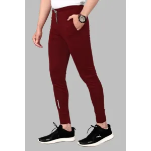 Solid Men Maroon Track Pants