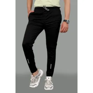 Solid Men Black Track Pants
