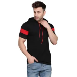 SOLID MEN BLACK T SHIRT